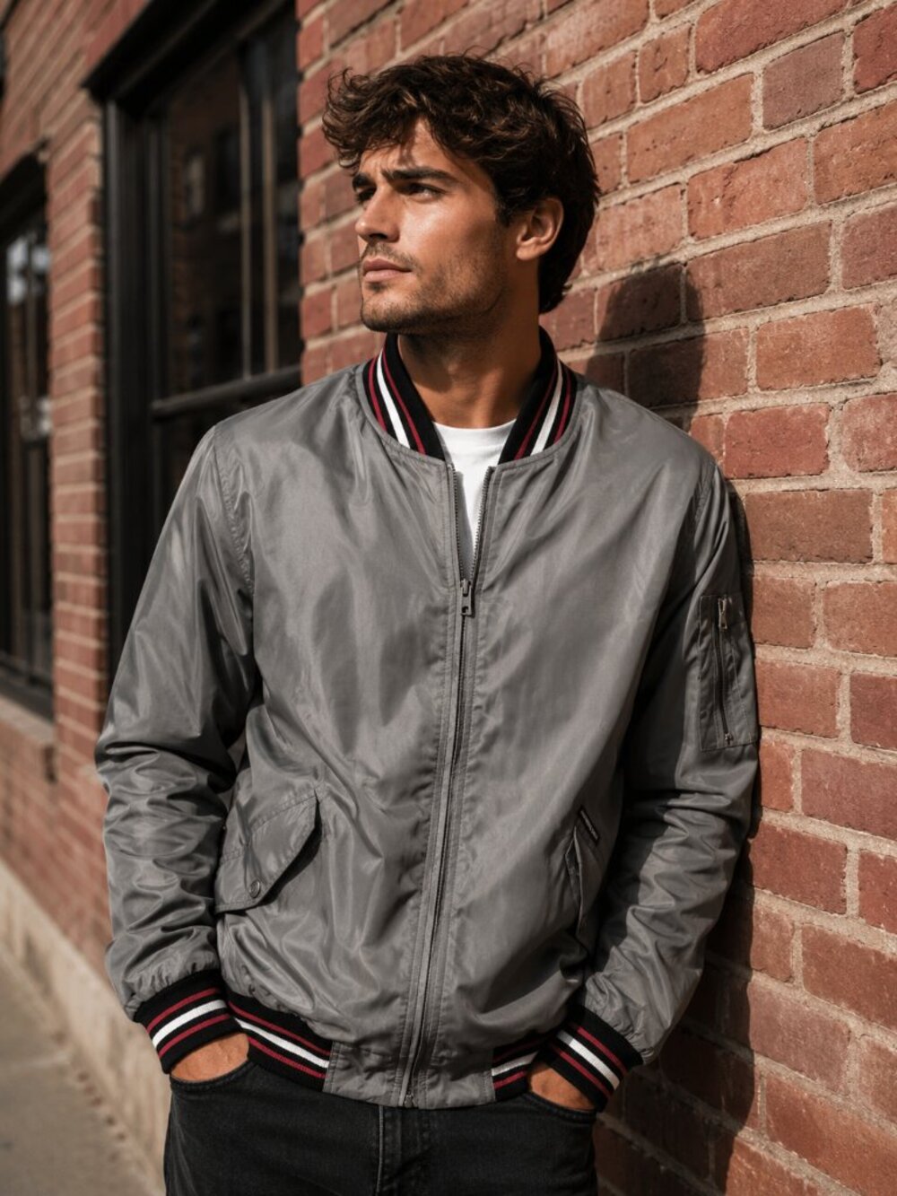 Members Only Grey Bomber Jacket. XL.